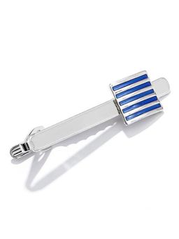 Peora - 316L Stainless Steel Simple Blue Stripes Neck Tie Bar Clasp Clip for Men Boys (PX9T09)