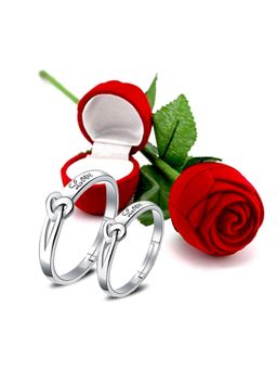 Peora - Valentines Day Hamper of Couple Ring Red Rose Box for Boyfriend Girlfriend (RRPFCCR06)