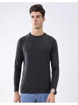 Rock.it - Charcoal Men's Regular Fit Solid Crew Neck Full Sleeve Pullover Sweater