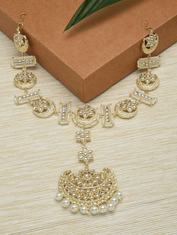 Zaveri Pearls - Gold Tone Kundan and Pearls Bridal Mathapatti Style Maangtikka-ZPFK12180