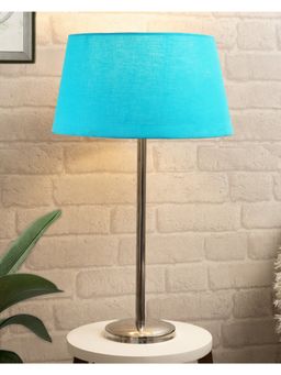 Homesake - Chrome 16" Metal Table Lamp Turquoise Shade