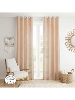 HomeTown - Amour Set Of 2 Embroidered Double Layered Door Sheer Curtain In Gold Colour