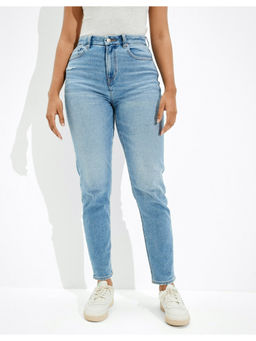 American Eagle - Women Blue Stretch Curvy Mom Jean
