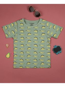 Be Awara - Dinosaur Pattern Half Sleeves Kids T-shirt Green