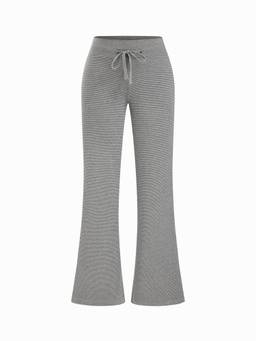Cider - Jacquard Women's Mid-Rise Striped Straight Leg Trackpants Grey