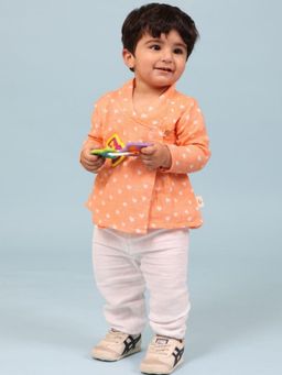Mama & Peaches - Hearts Muslin Angrakha with Pant (Set of 2)