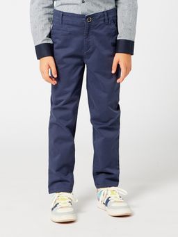 One Friday - Navy Blue Solid Trouser