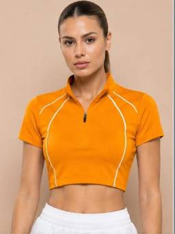 Alcis - Yellow Sports DeNed Line Crop Top