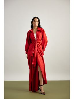 EchoStudio - Knotted Jacket Layered with Skirt (Set of 2)