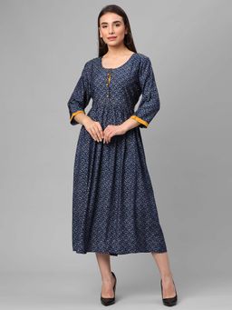Shree - Women Rayon Blue Printed Dress