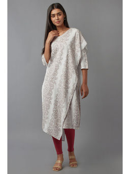 W - Floral Kurta White