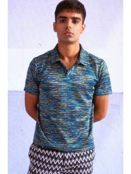 dash and dot - Twisted Knit Polo Blue Tshirt