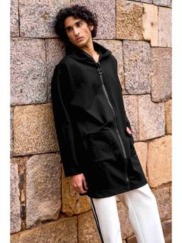 dash and dot - Black Long Hoodie Jacket