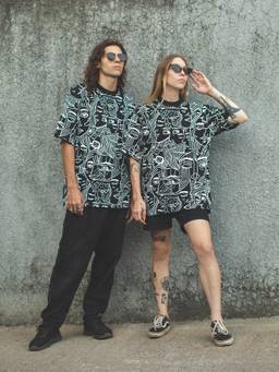 ORE OFE - Black Faces Oversized T-Shirt