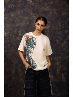 ORE OFE - Cream Forest Fur Oversized T-Shirt