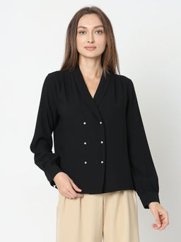 VERO MODA - Black Shawl Collar Top