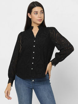 VERO MODA - Black Schiffli Cotton Shirt