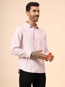Cantabil - Men Pink Solid Full Sleeve Casual Shirt