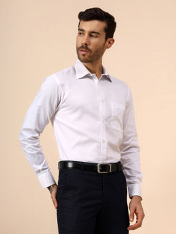 Cantabil - Men White Solid Full Sleeve Formal Shirt