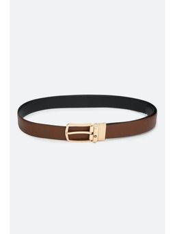 Louis Philippe - Men Brown Textured Genuine Leather Formal Belt