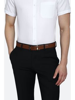 Louis Philippe - Men Brown Textured Genuine Leather Formal Belt