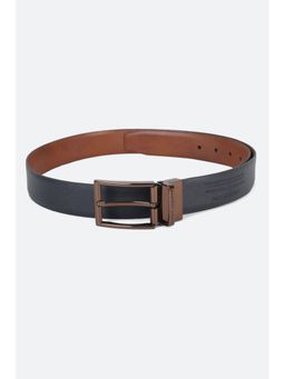 Louis Philippe - Men Blue Textured Genuine Leather Formal Belt
