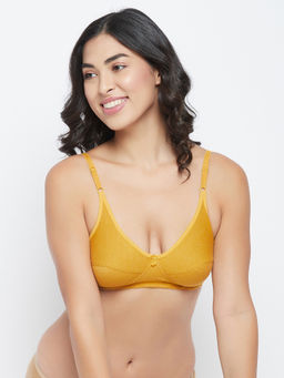 Clovia - Cotton Rich Solid Non-Padded Full Cup Wire Free Everyday Bra - Dark Yellow