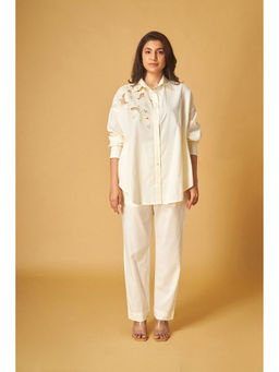 Maisolos - Ivory Linen Embroidered Co-Ord (Set of 2)