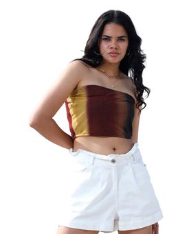 AAREIN - Multi-Color Strapless Polyester Printed Casual Top