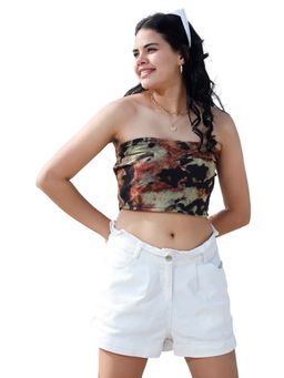 AAREIN - Multi-Color Strapless Polyester Printed Casual Top