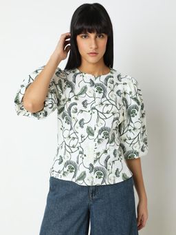 VERO MODA - White Printed Cotton Top