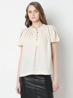 VERO MODA - Cream Short Sleeves Top