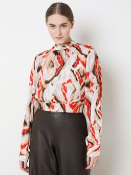 VERO MODA - Beige Abstract Print Top
