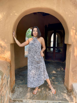 Label Tanvee - Women Beige Printed Maxi Dress