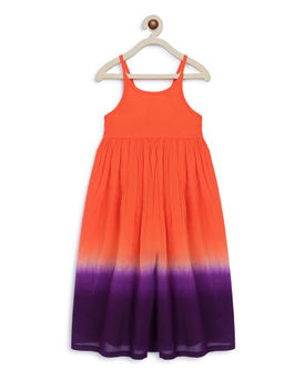 TIBER TABER - Girls Maxi Dress Tie Dye Ombre -orange