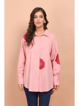 Zolo Label - Elegant Pink Cotton Printed Short-Length Shirt