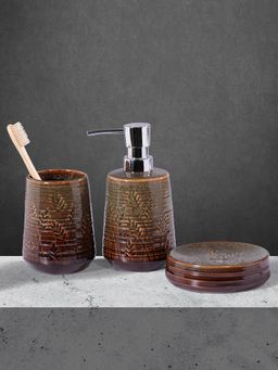 OBSESSIONS - Brown Ceramic Luxury Bathroom (Set of 3)