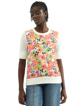 United Colors of Benetton - Women Printed Round Neck Multi-Color Top
