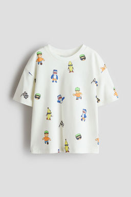 H&M - Boys White Oversized Printed T-Shirt