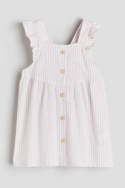 H&M - Girls Green Flounce-Trimmed Cotton Dress