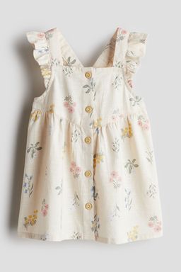H&M - Girls Green Flounce-Trimmed Cotton Dress