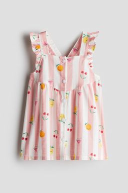 H&M - Girls Green Flounce-Trimmed Cotton Dress