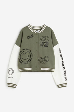 H&M - Girls Green Print-Motif Baseball Jacket