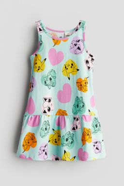 H&M - Girls Blue Printed Cotton Dress