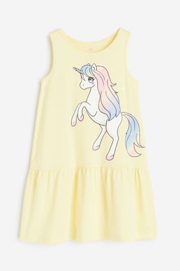 H&M - Girls Black Patterned Cotton Dress