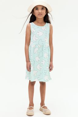 H&M - Girls Black Patterned Cotton Dress