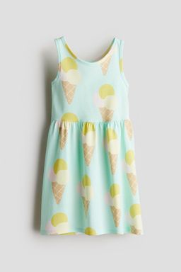 H&M - Girls Black Patterned Cotton Dress