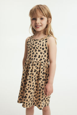 H&M - Girls Black Patterned Cotton Dress