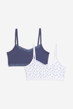 H&M - Girls 2-Pack Lace-Trimmed Crop Tops