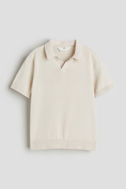 H&M - Boys Beige Fine-Knit Polo Shirt